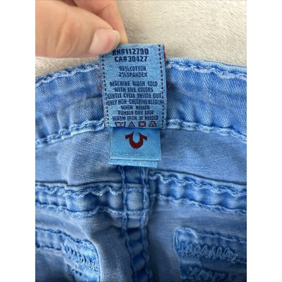 True Religion Jeans Womens Size 32 Blue Lily Super T Capri Made In USA *FLAW - Picture 11 of 13